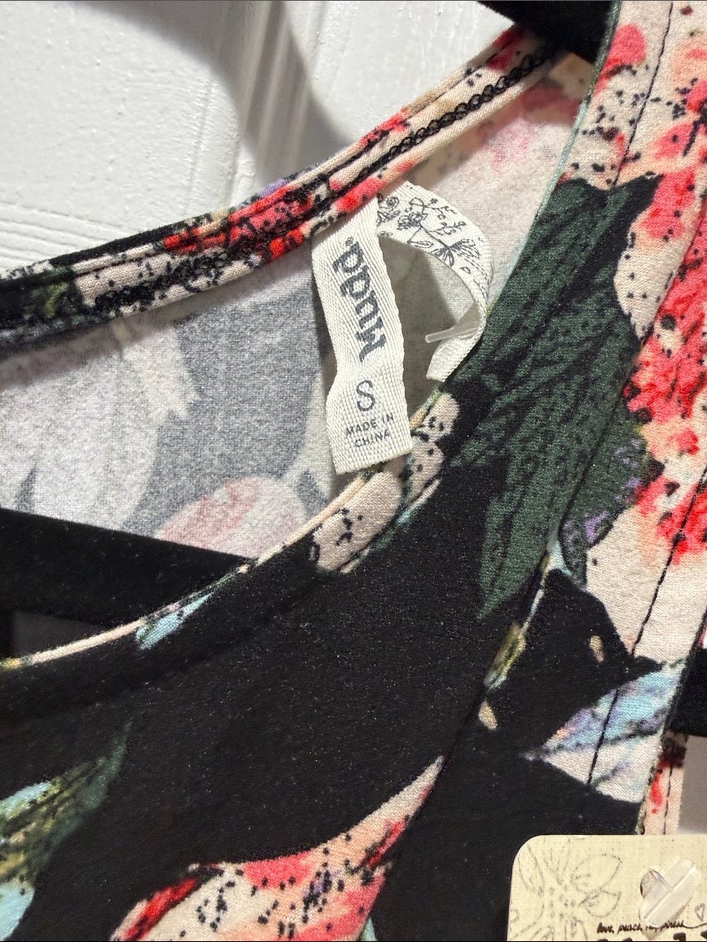 Mudd Black Floral Sleeveless Mini Dress with Red and Cream Blooms - Picture 3 of 4